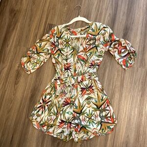 Gianni Bini tropical‎ romper 3/4 sleeves v-neck